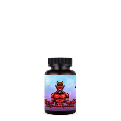 Dark supplement bottle featuring a red devil on the label for Floss Scented Smelling Salts